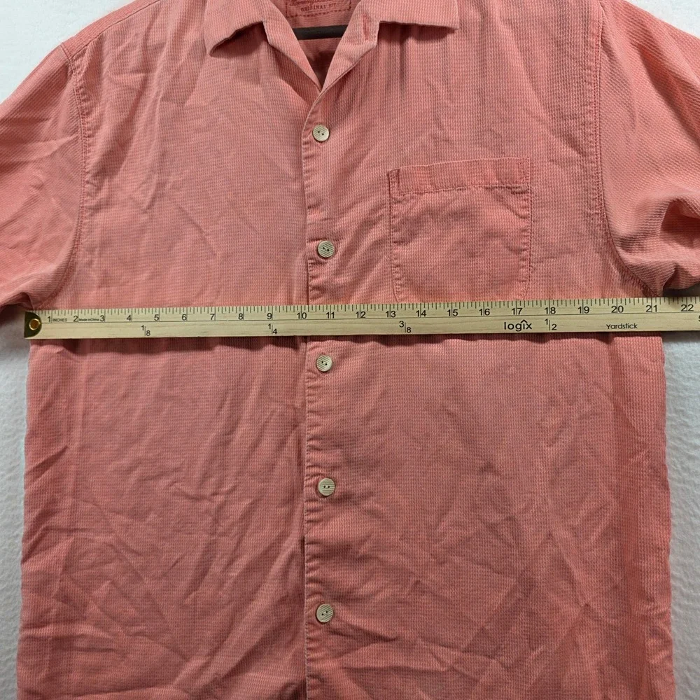 Tommy Bahama Mens M Coral Pink 100% Silk‎ Short Sleeve Camp Shirt 163-T311915